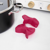 4 Pairs Bowknot Silicone Insulation Clip Creative Kitchen Practical Gadgets(Dark Blue)
