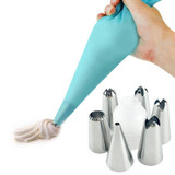 8 PCS/Set 6 Stainless Steel Nozzle Set DIY Cake Decorating Tools Silicone with EVA Cream Pastry Bag