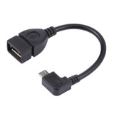 90 Degree Micro USB Male to USB 2.0 AF Adapter Cable with OTG Function For Galaxy / Nokia / LG / BlackBerry / HTC One X /Amazon Kindle / Sony Xperia etc. (13cm)(Black)