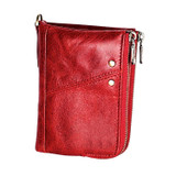3533 Antimagnetic RFID Top-grain Leather Crazy Horse Texture Men Business Leisure Wallet (Red)