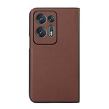 For OPPO Find N2 Lambskin Texture Genuine Leather Phone Case(Brown)