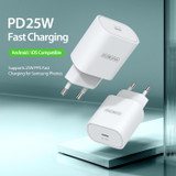 DUZZONA T6 PD 25W USB-C/Type-C Single Port Travel Charger,EU Plug(White)