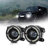 For Jeep Wrangler JK 2 Door 2007-2015 Y5 4 inch 1 Pair Light Guide Single Lens Fog Light(Yellow White)