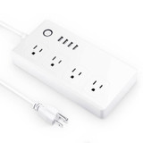 4 x USB Ports + 4 x US Plug Jack WiFi Remote Control Smart Power Socket Works with Alexa & Google Home, AC 110-240V, US Plug