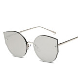 Rimless Flat Lenses Metal Frame UV400 Sunglasses for Women