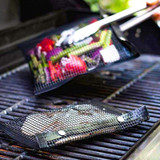 Barbecue Heat Resistant Non-stick Grilling Mesh BBQ Baking Bag, Size: 40 x 27cm (Black)