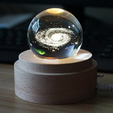 3D Word Engraving Crystal Ball Music Box Milky Way Pattern Electronic Swivel Musical Birthday Gift Home Decor with Music