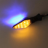 4 PCS DC 12V Motorcycle Front 9-LED + Back 3-LED Turn Signal Indicators Blinker Light, (Yellow + Blue Light)