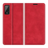 For Wiko Power U20 Retro-skin Business Magnetic Suction Leather Case with Holder & Card Slots & Wallet(Red)