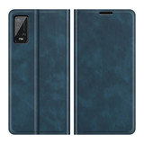For Wiko Power U20 Retro-skin Business Magnetic Suction Leather Case with Holder & Card Slots & Wallet(Dark Blue)