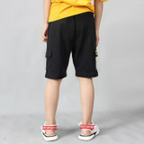 Boys Fashion Label Short Pants Overalls (Color:Black Size:130cm)