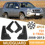 For Nissan X-Trail T31 2008-2013 4pcs/Set Car Auto Soft Plastic Splash Flaps Fender Guard