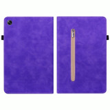 For OPPO Pad Air Skin Feel Solid Color Zipper Leather Tablet Case(Purple)