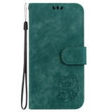 For Realme 10 Pro+ Little Tiger Embossed Leather Phone Case(Green)
