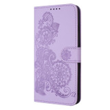 For OPPO Reno8 Pro Datura Flower Embossed Flip Leather Phone Case(Purple)
