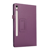 For Samsung Galaxy Tab S9 Ultra Litchi Texture Leather Tablet Case with Holder(Purple)
