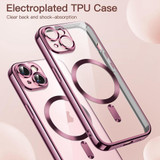 For iPhone 14 Plus Magnetic Transparent Electroplated TPU Phone Case(Pink)