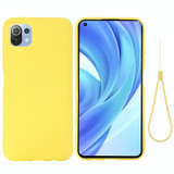 For Xiaomi Mi 11 Lite Solid Color Liquid Silicone Dropproof Full Coverage Protective Case(Yellow)