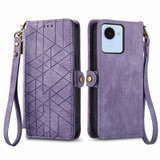 For Realme 10 Pro Geometric Zipper Wallet Side Buckle Leather Phone Case(Purple)