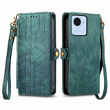 For Realme 10 4G Geometric Zipper Wallet Side Buckle Leather Phone Case(Green)