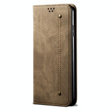 For Xiaomi Mi 11 Lite Denim Texture Casual Style Horizontal Flip Leather Case with Holder & Card Slots & Wallet(Khaki)