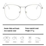 Retro Simple Round Frame Plain Glass Spectacles(Silver White)