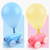 Piggy Air Powered Balloon Car Friction Car Children Intellectual Toy(Blue)