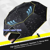 Fully-Automatic Double Rain 3 Folding Wind Resistant Travel Business Big Umbrella(Black)