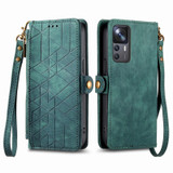 For Xiaomi Mi 11 Ultra Geometric Zipper Wallet Side Buckle Leather Phone Case(Green)