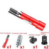 Electric Fish Scale Scraper Household Automatic Wireless Scraping Tool CN Plug Red Double Battery