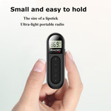 Mini Pocket FM Radio Collar Clip Style Rechargeable Walkman For Conference Tour Guide Horse Racing(Black)