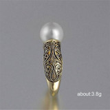 Women Retro Style Inlaid Delicate Synthetic Pearl Ring Jewelry(11)