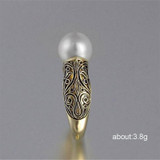 Women Retro Style Inlaid Delicate Synthetic Pearl Ring Jewelry(5)