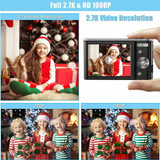 2.4-inch TFT Color Screen HD Digital Camera Portable Travel 8X Zoom Smart Camera(Black Standard)