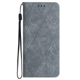For Xiaomi Poco X4 Pro 5G Ethnic Embossed Adsorption Leather Phone Case(Grey)
