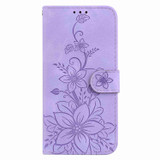 For OPPO Reno9 Pro+ Lily Embossed Leather Phone Case(Purple)