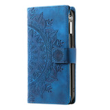 For Samsung Galaxy A71 5G Multi-Card Totem Zipper Leather Phone Case(Blue)