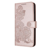 For OPPO Reno8 Datura Flower Embossed Flip Leather Phone Case(Rose Gold)