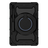 For Samsung Galaxy Tab S9 Ultra Armor Portable Rotating Ring Holder Silicone Tablet Case(Black)