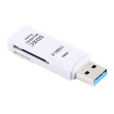 2 in 1 USB 3.0 Card Reader, Super Speed 5Gbps, Support SD Card / TF Card(White)