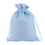 50 PCS Multi size Linen Jute Drawstring Gift Bags Sacks Wedding Birthday Party Favors Drawstring Gift Bags, Size:7x9cm(Light Blue)