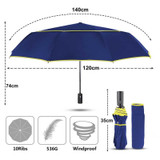 Fully-Automatic Double Rain 3 Folding Wind Resistant Travel Business Big Umbrella(Blue)