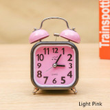 A59 Square Metal Bell Alarm Clock Ringing Alarm Clock Child Student Bedside Bell With Alarm(Light Pink)