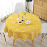 Polyester Cotton Round Tablecloth Dust-proof Cotton and Linen Printing Tablecloth, Diameter:100cm(Yellow Rice)