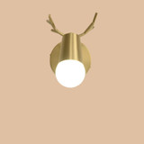 single head wall light Copper Antler Wall Lamp Mirror Headlight Living Room Stairs Light Creative Bedroom Bedside Lamp(Warm light 5W)