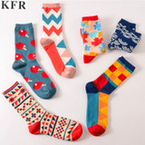 5 Pairs Funny Cute Happy Socks Womens Men Print Casual Harajuku Socks(Maple Leaf)