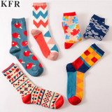 5 Pairs Funny Cute Happy Socks Womens Men Print Casual Harajuku Socks(Wave Pattern)