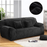 Plush Fabric Sofa Cover Thick Slipcover Couch Elastic Sofa Covers Not Include Pillow Case, Specification:1 seat 90-140cm(Black)