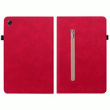 For OPPO Pad Air Skin Feel Solid Color Zipper Leather Tablet Case(Red)