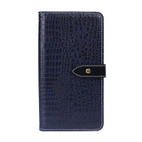 For Alcatel 1V (2019) idewei Crocodile Texture Horizontal Flip Leather Case with Holder & Card Slots & Wallet(Dark Blue)